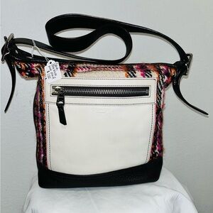 Coach Pink and Black Crossbody Bag with Structured Design